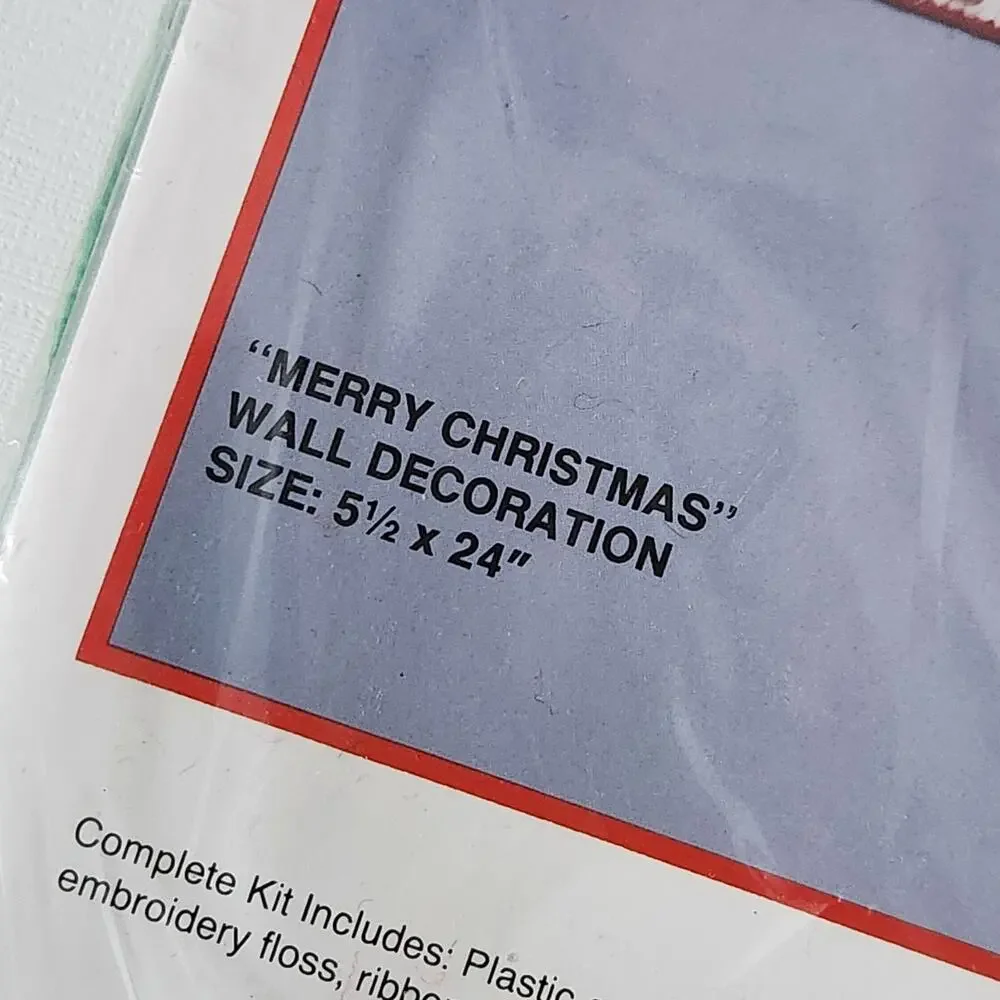 New! BUCILLA Merry Christmas Pre-Cut Plastic Canvas Needlepoint Kit #61110 1990